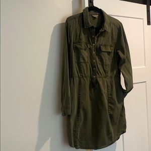 Army green utility dress with pockets